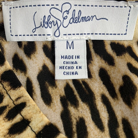 Libby Edelman Top Size Medium Leopard Print Gathered Waist Peplum Mob Wife - Picture 4 of 7